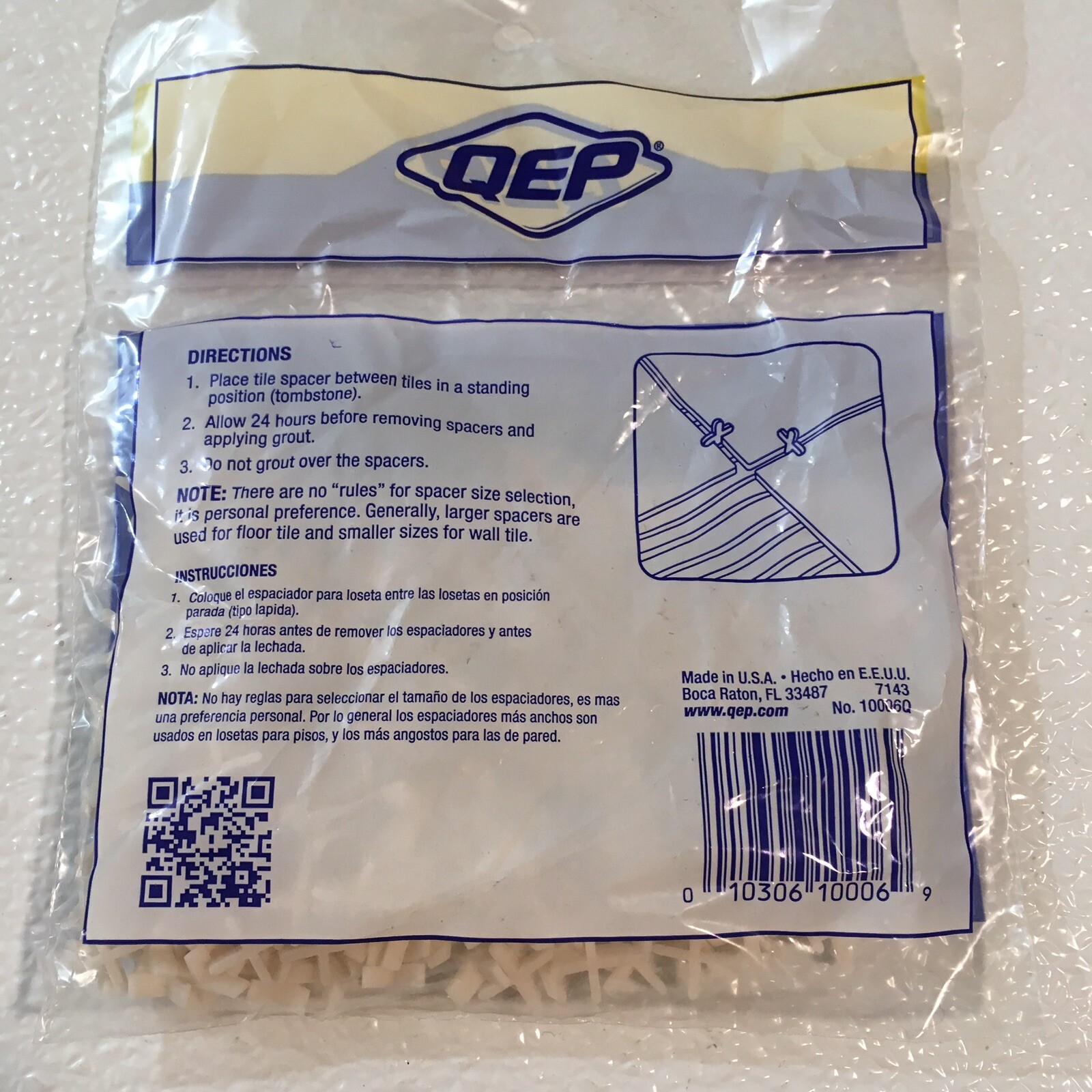 QEP 10006Q ~ 1,5mm / 1/16″ PVC Tile Spacers ~ Floor or Wall Tile ~ 750 pcs ~ USA