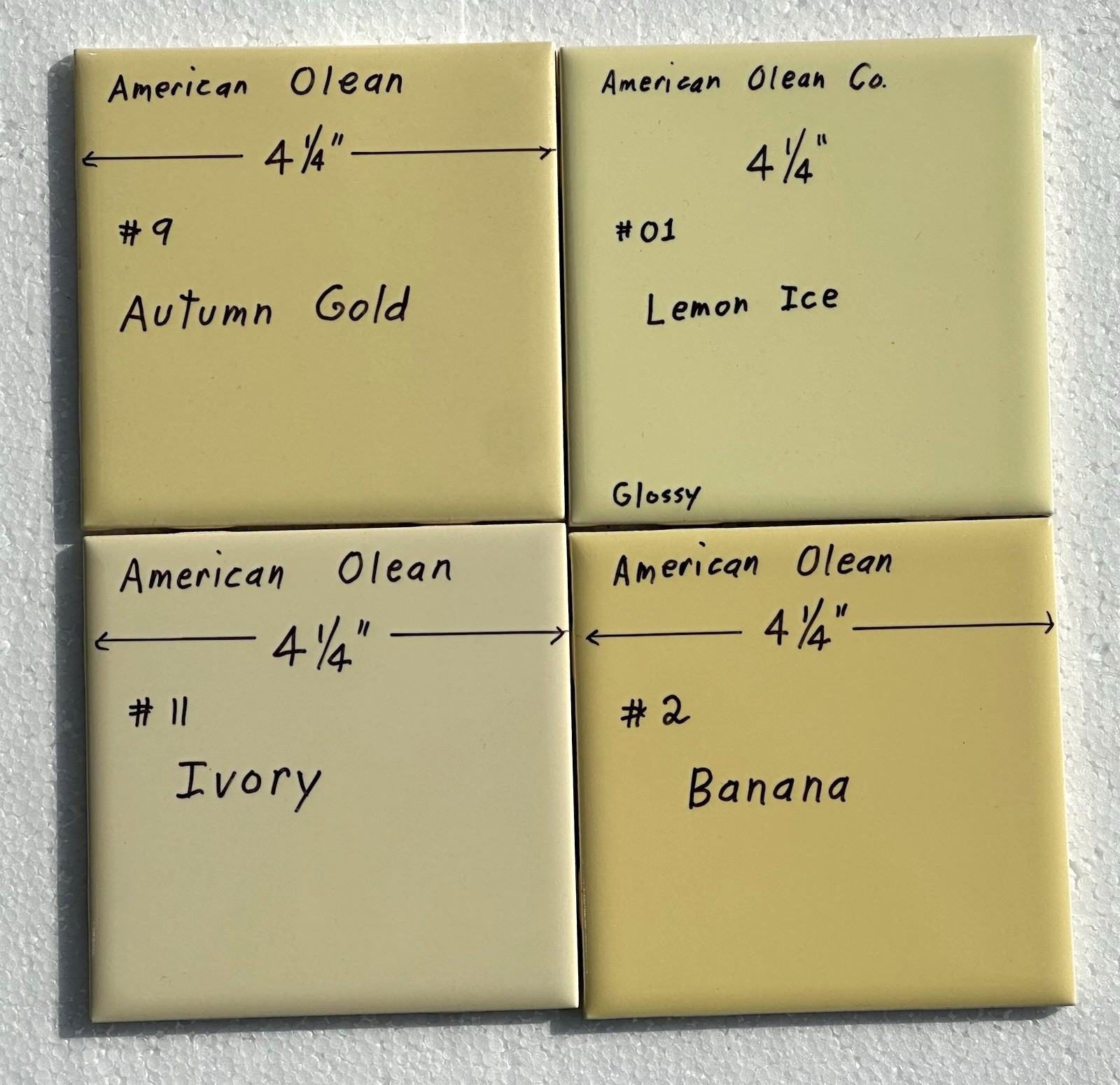 1 pc. Lemon Ice – Yellow: 4-1/4″ Glossy Ceramic Tile by American Olean #01, rare