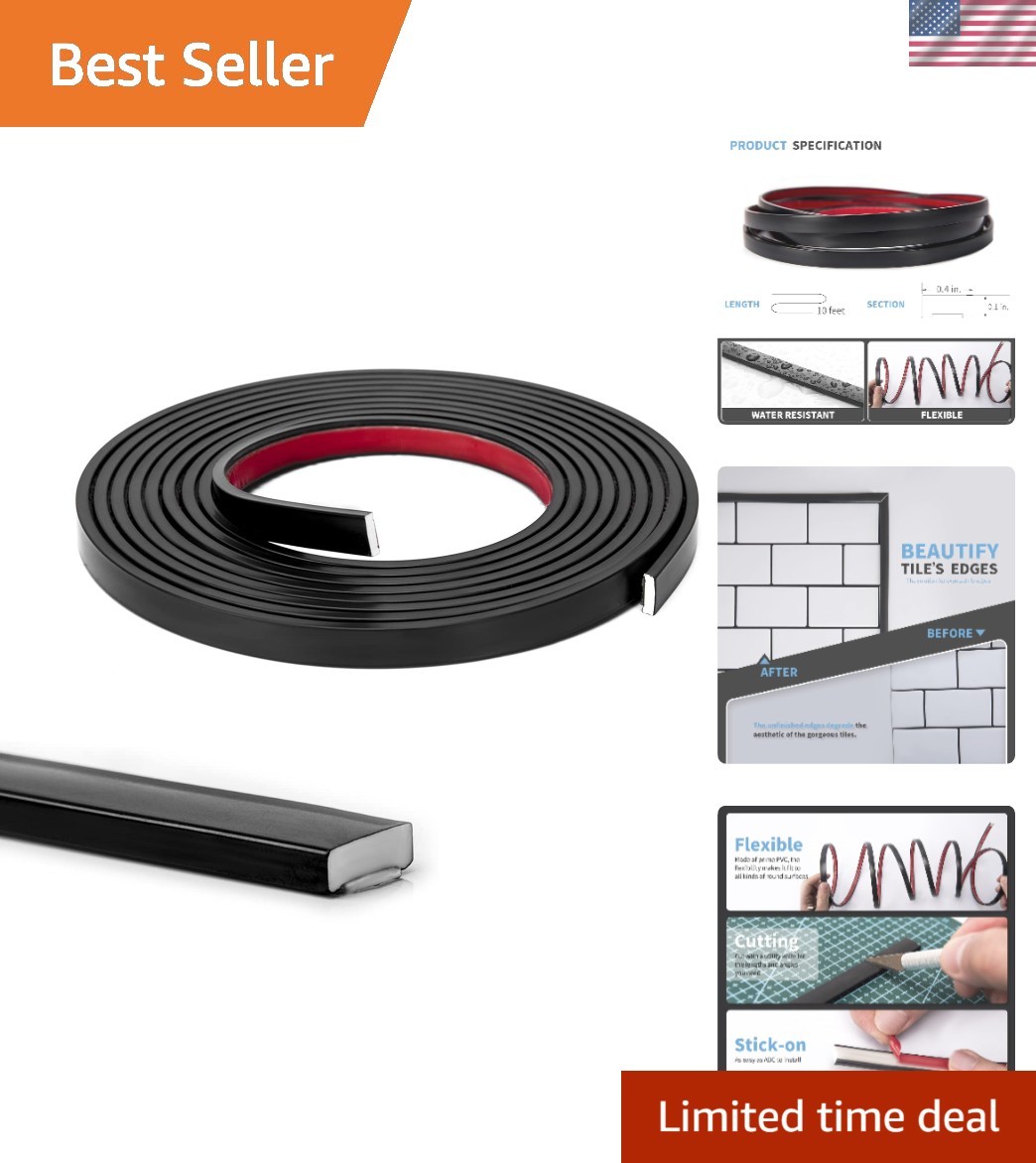 Flexible 10 Ft Peel and Stick Vinyl Molding Trim – Elegant Black Finishing Touch