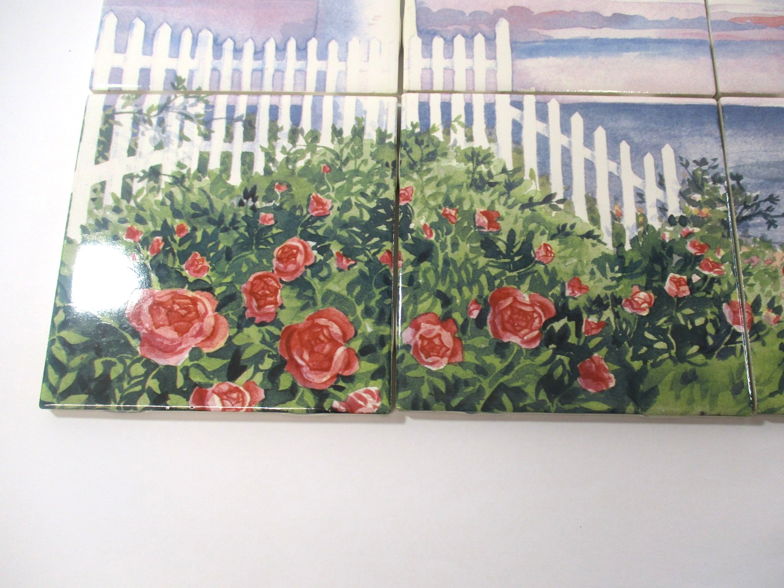 Vtg Ceramic 4.25″ Tile Mural Kitchen Backsplash Paul Brent OCEAN VIEW LIGHTHOUSE
