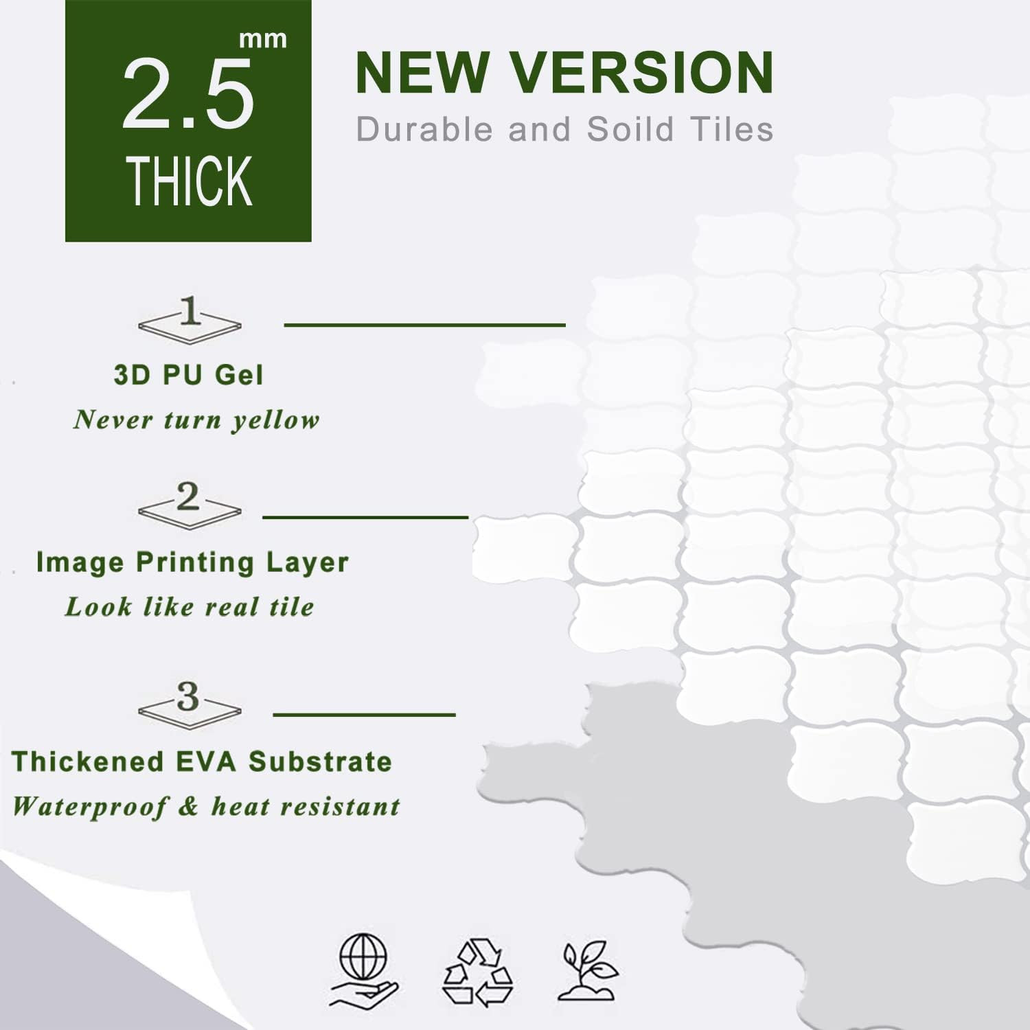 STICKGOO Arabesque Peel and Stick Backsplash, 12”X12” Vinyl Backsplash Tile for