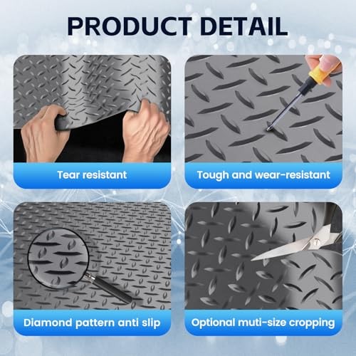 Garage Floor Mat, 2.8mm Thickened PVC Flooring Roll for Under 8×30 FT Gray