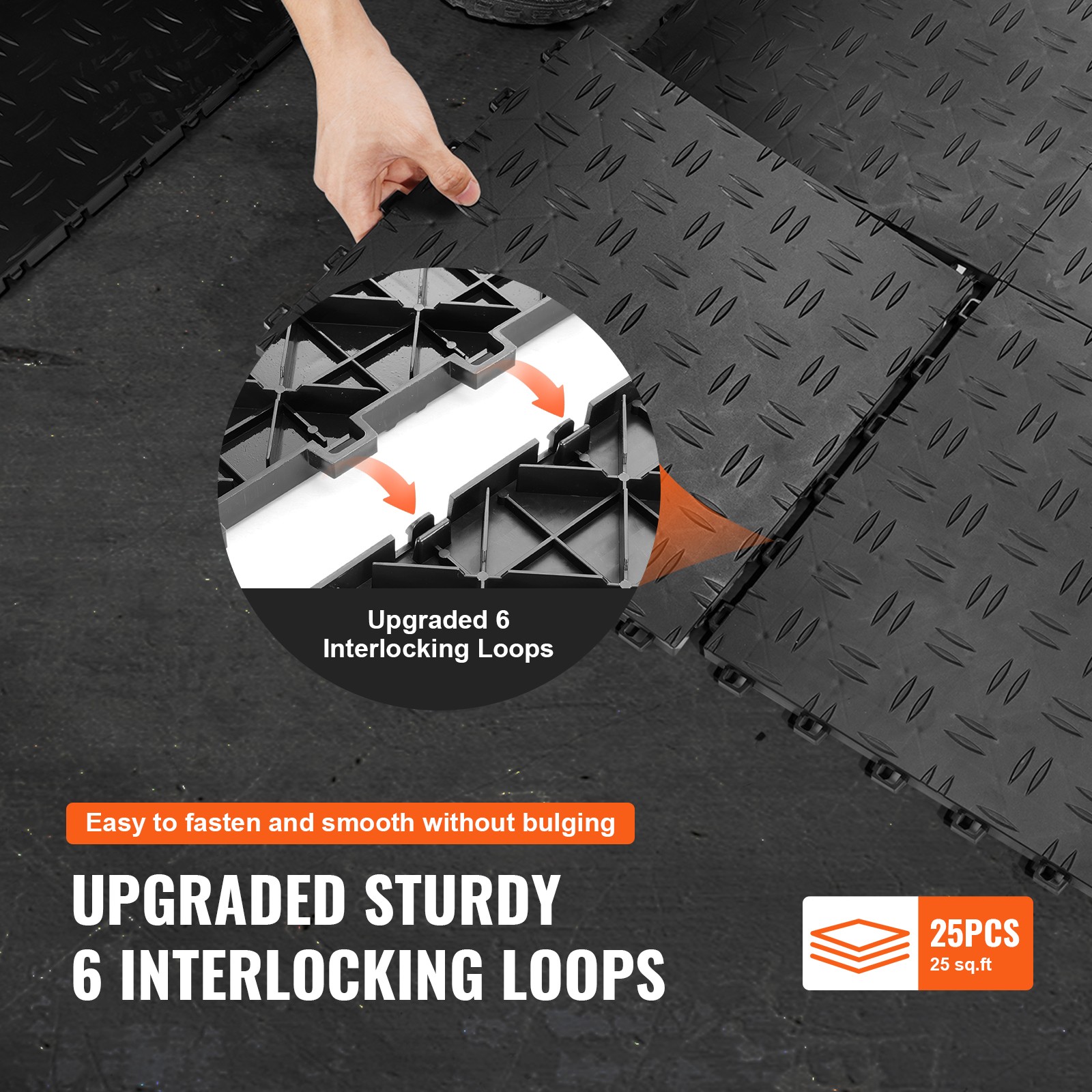 Uimoso Interlocking Garage Flooring Tiles 12×12 in, 25-Pack, Black