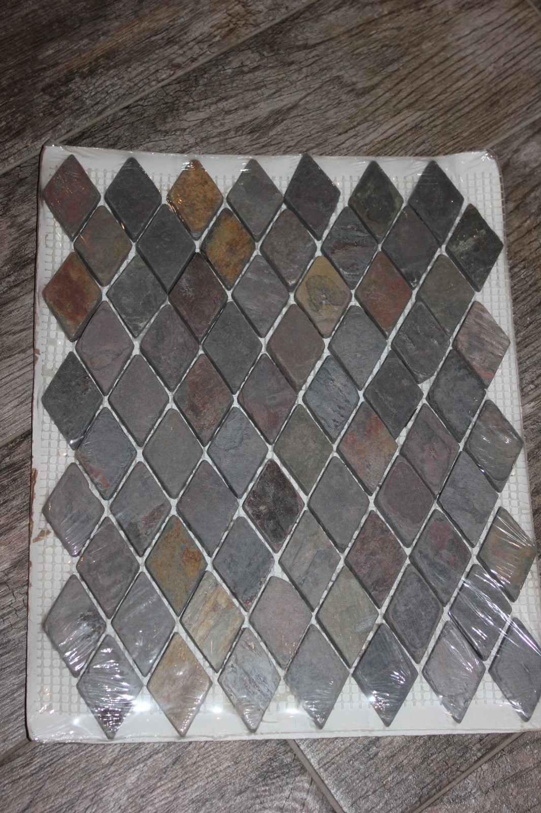 Lot of 5 SF Sheets Multicolor Slate Natural Stone Harlequin Diamond Mosaics Tile