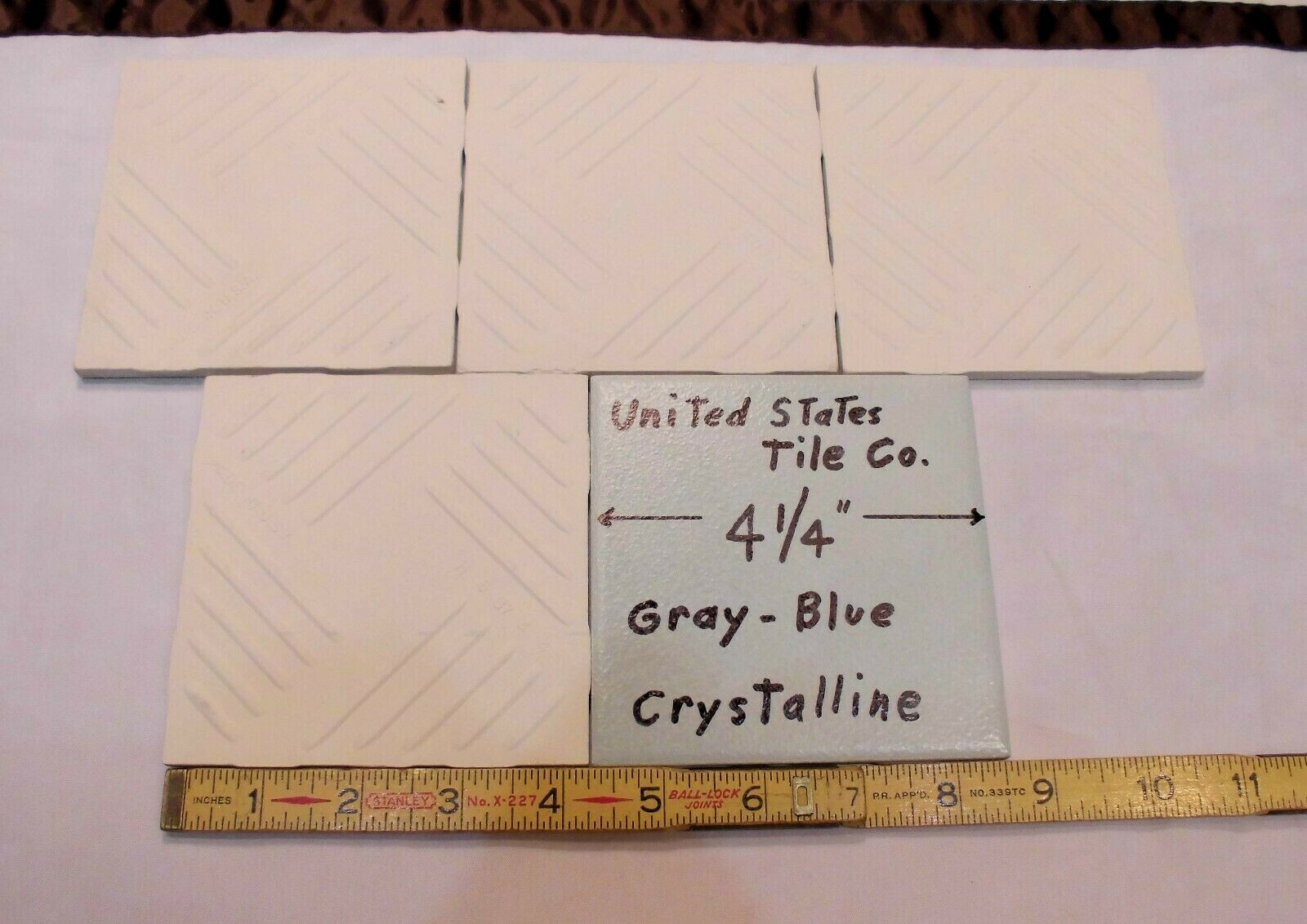 5 pcs. *Gray-Blue* Ceramic Tiles 4-1/4″ Crystal Glazed – Prestige, New Stock