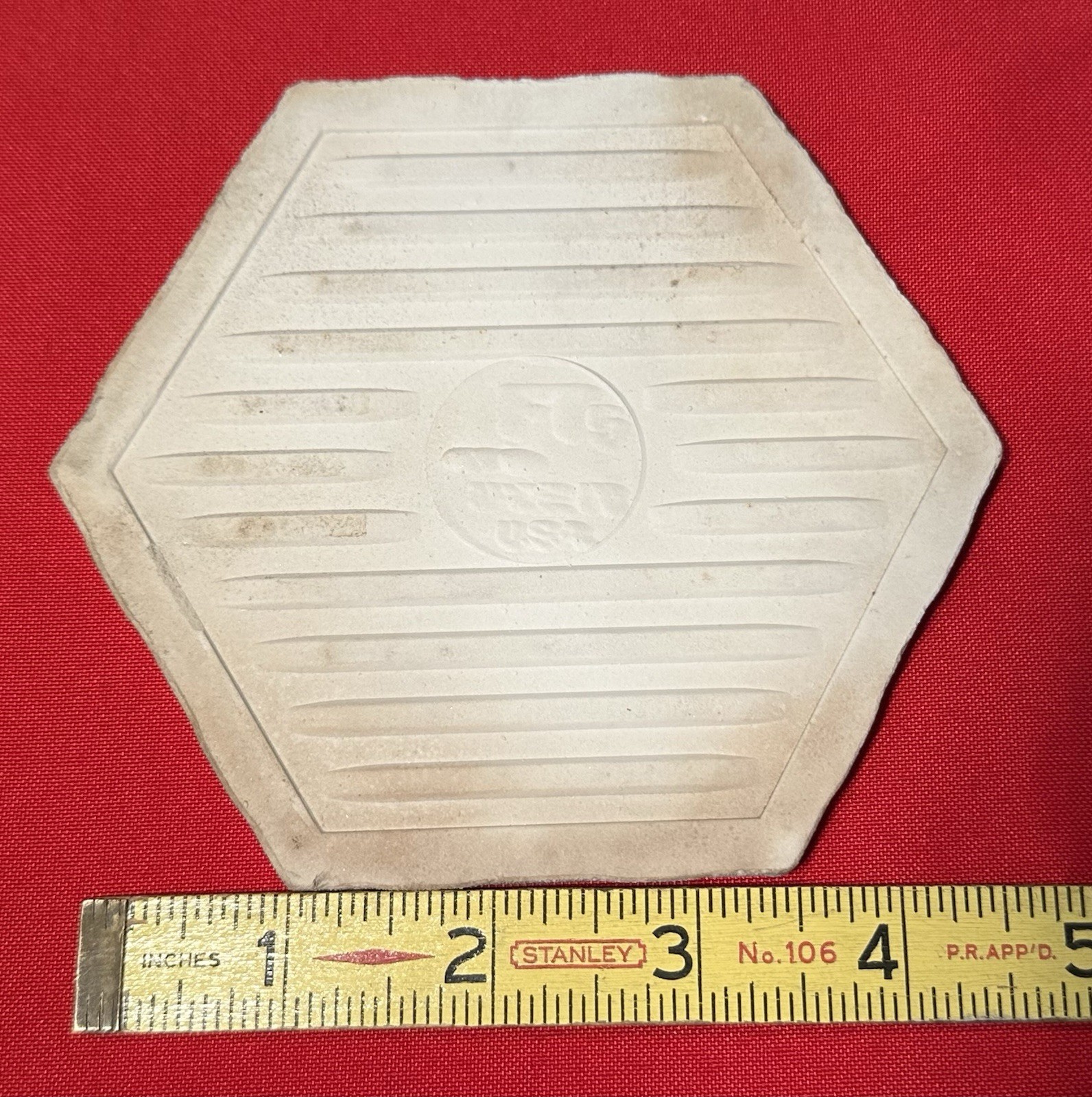 1 pc. 4-1/4″ Gold Dust: Hexagon Crystal Glazed Ceramic Tile by Florida Co. NOS