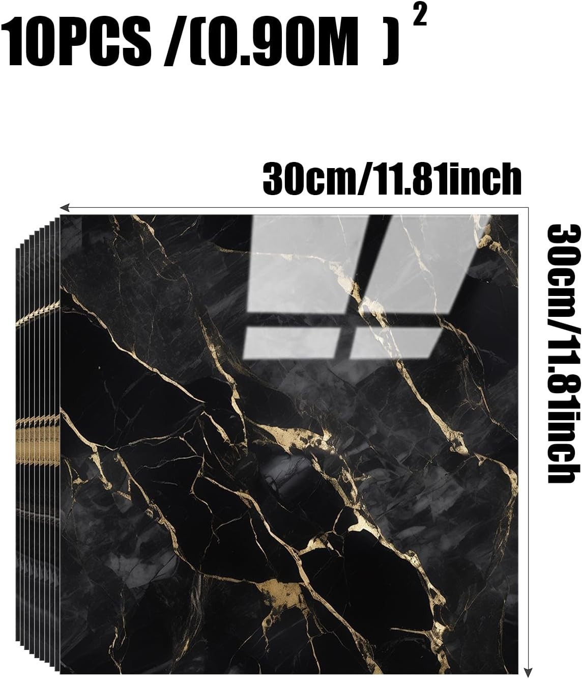 Waterproof Black Gold Wall Panels – 11.8″ x 11.8″