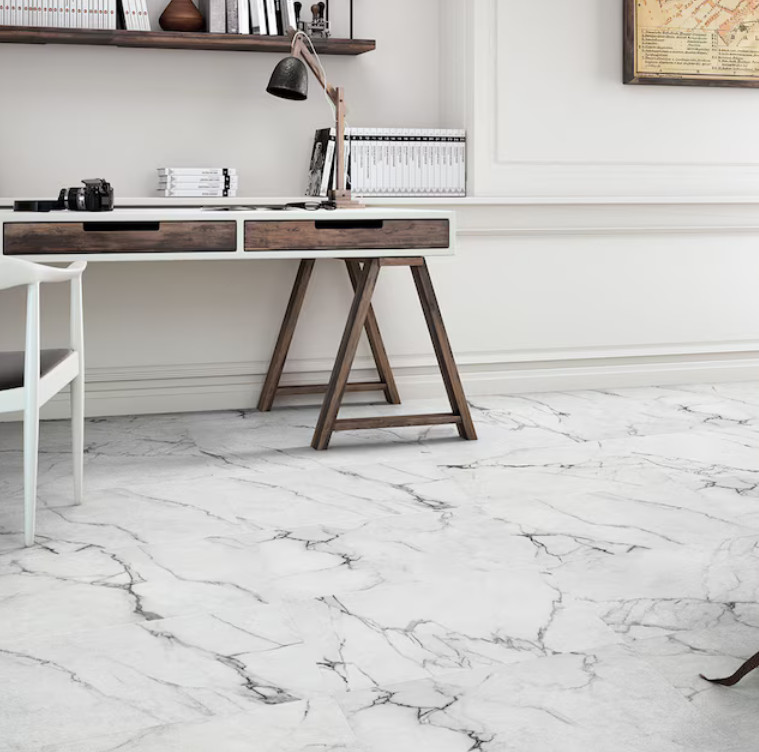Origin 21 Alisa White 16 x 32 Polished Marble Look Floor and Wall Tile 350 SF