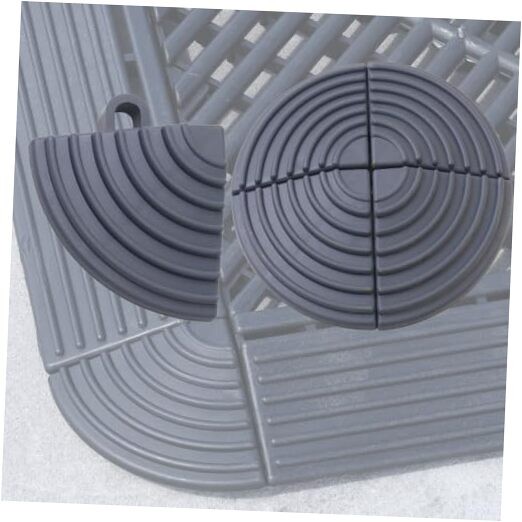 Garage Floor Tiles Looped Edge, 15.5″ x 2.35″, 4 Round corner – 4 Pack Gray