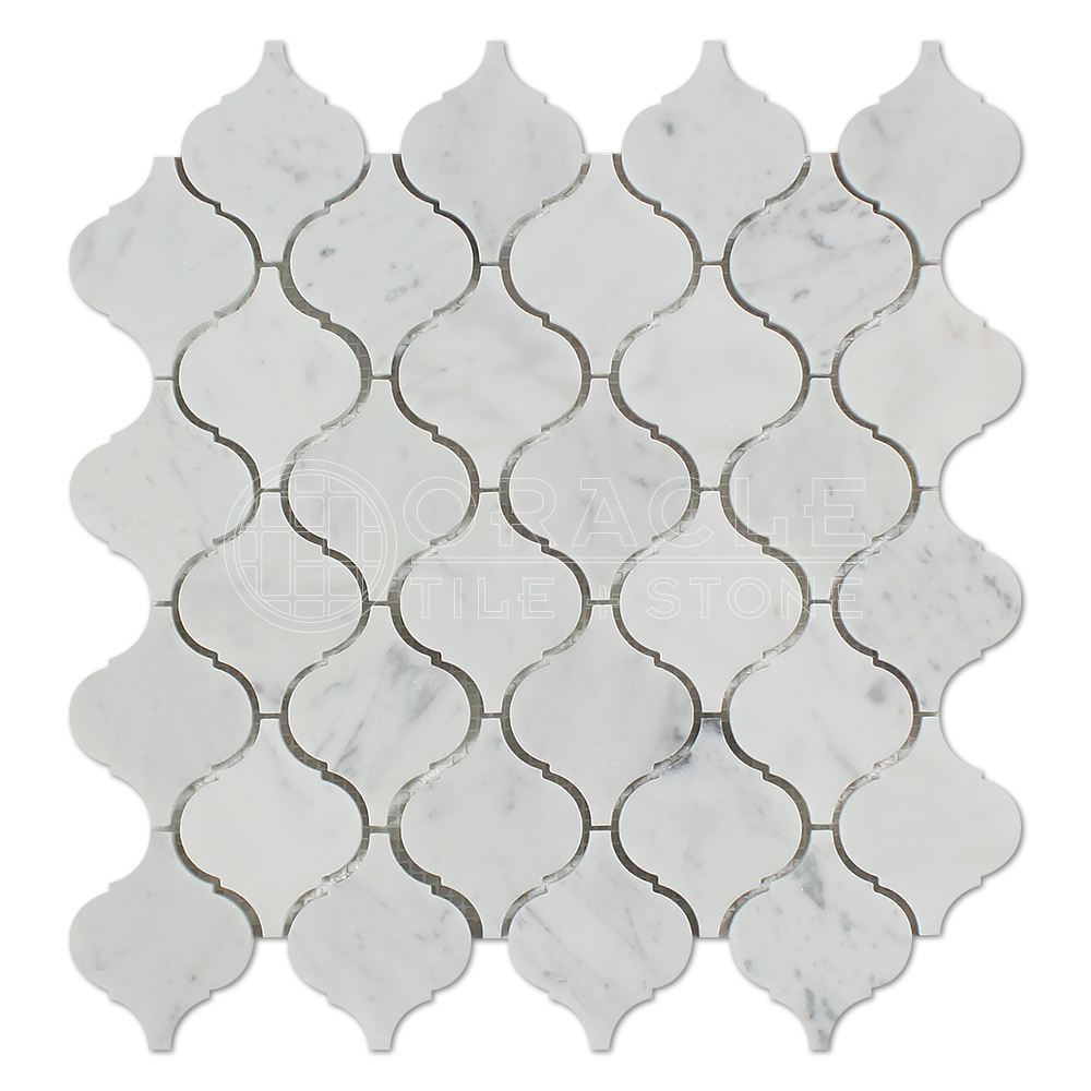 Carrara White Italian (Bianco Carrara) Marble Lantern Mosaic Tile