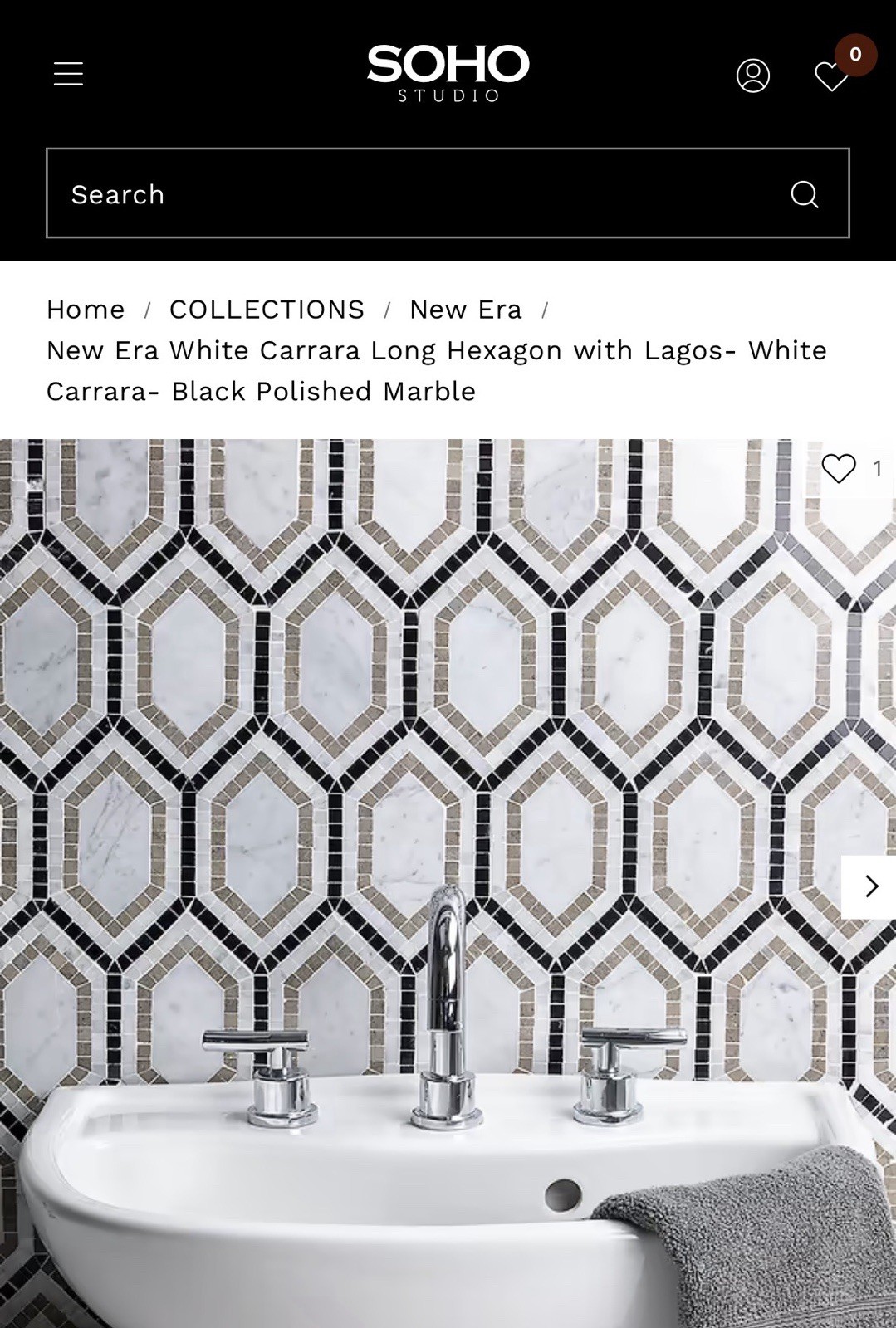 SOHO Studio New Era Carrara Lagos Marble Hexagon Mosaic 11 1/2×9 1/2 8 sheets