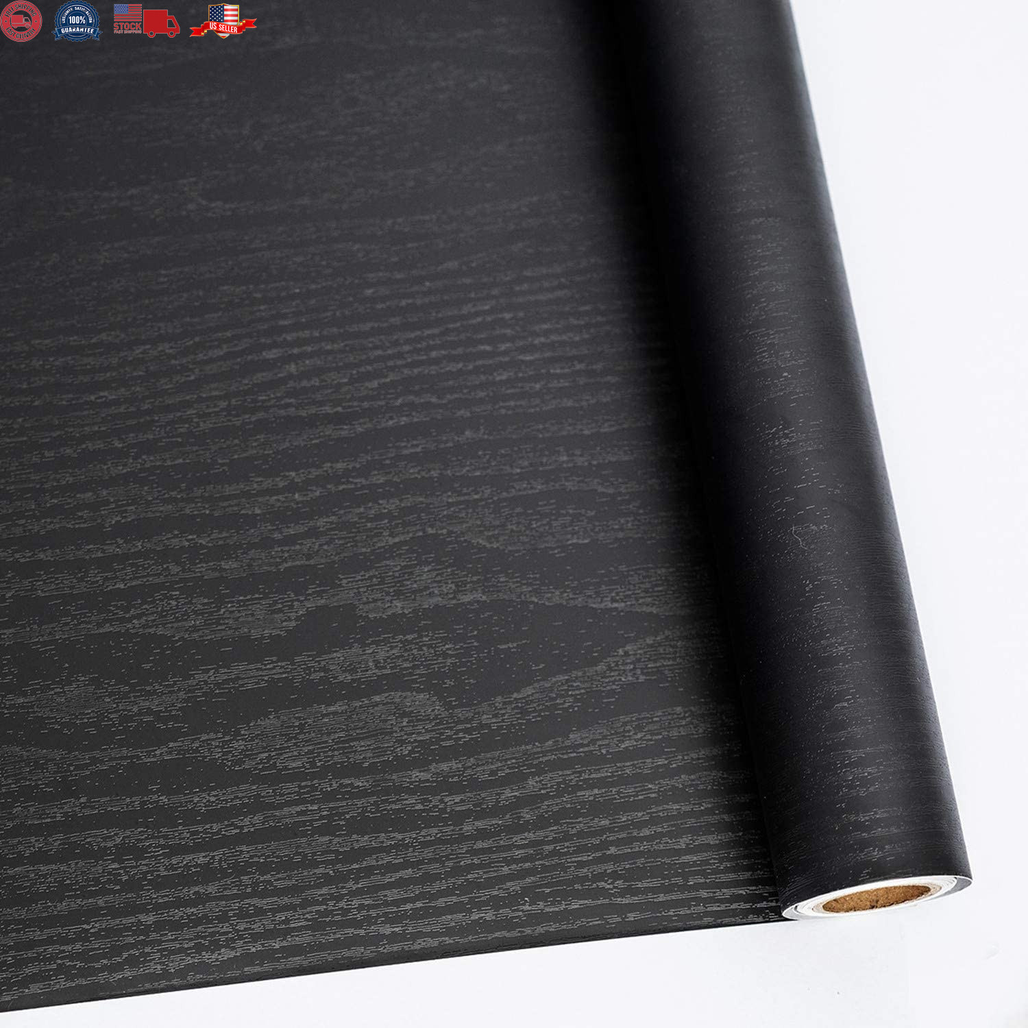 Black Wood Grain Contact Paper Peel Stick Self Adhesive Wallpaper Vinyl Wrap New