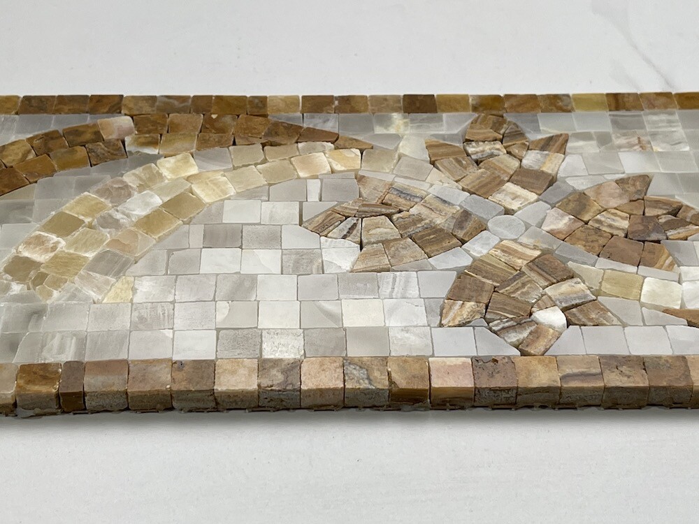 B0059P Marble Mosaic Border Listello Accent Tile Clover Onyx 4.7×12 Polished