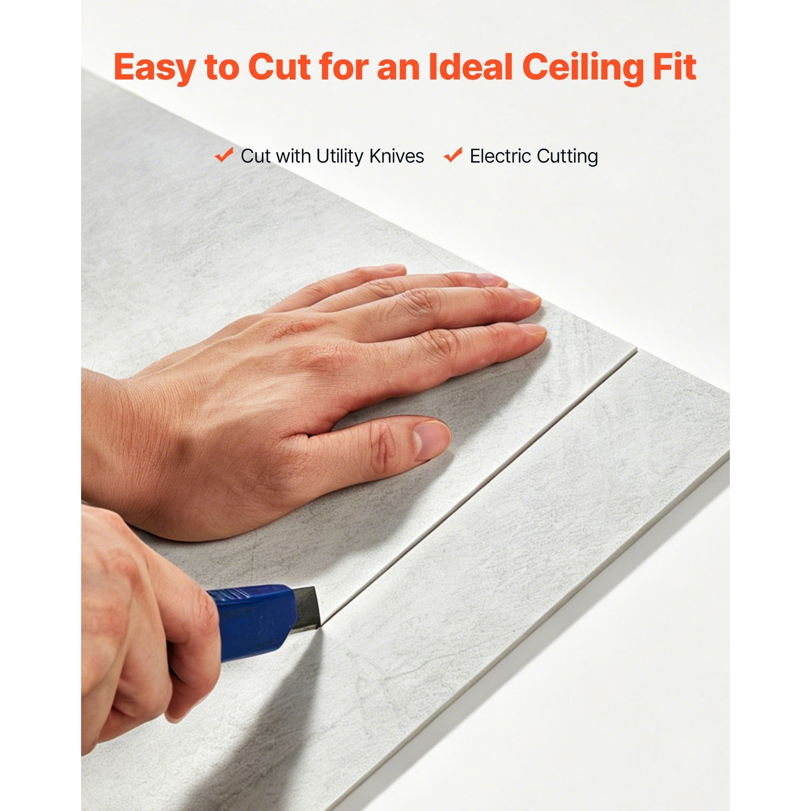 24 x 48 in PVC Ceiling Tiles 10 – Pack Drop Ceiling Panels White Marble, PVC