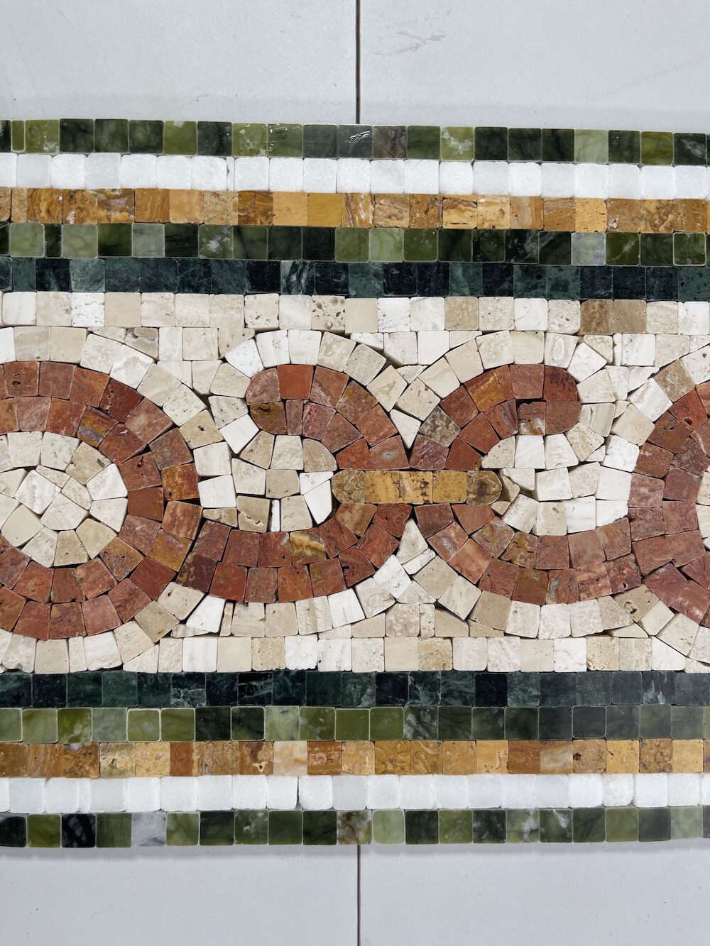 B0113P Coral Seagrass 8.3×17.7 Marble Mosaic Border Listello Tile Polished