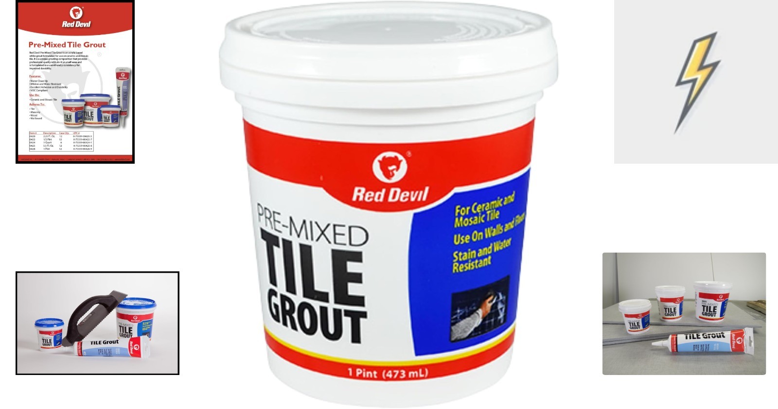 Made in USA Pre-Mixed Tile Grout, 1 Pint – Effortless Cleanup & Strong Bonds