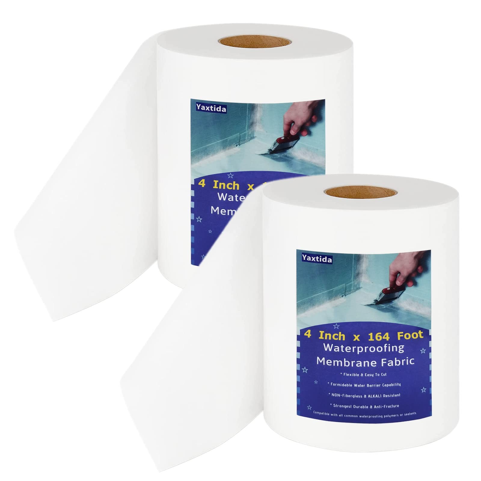 2 Pack 4 Inches x 164 Feet Waterproofing Membrane Anti Fracture Fabric, Reinf…