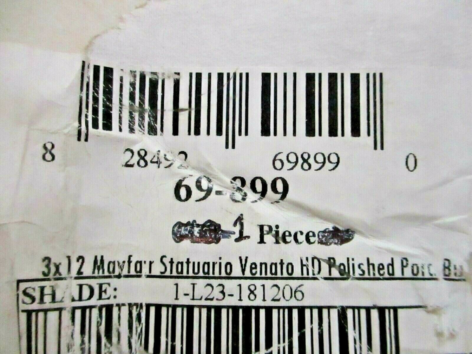 1 Bullnose Mayfair Statuario Venato 11-3/4″ Simulated Marble Porcelain Wall Tile