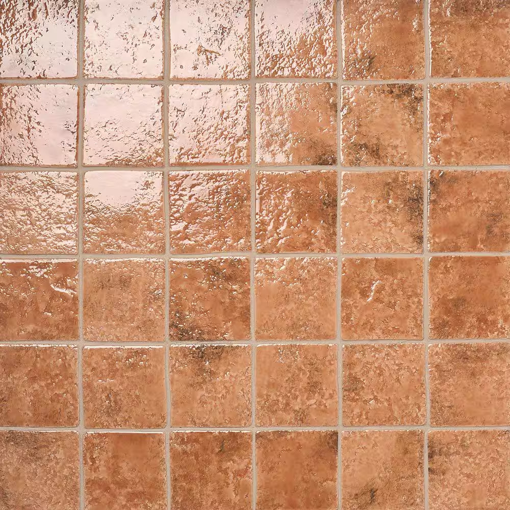 Elara Sunset Terracotta 4.72 In. X 4.72 In. Glossy Textured Porcelain Floor and