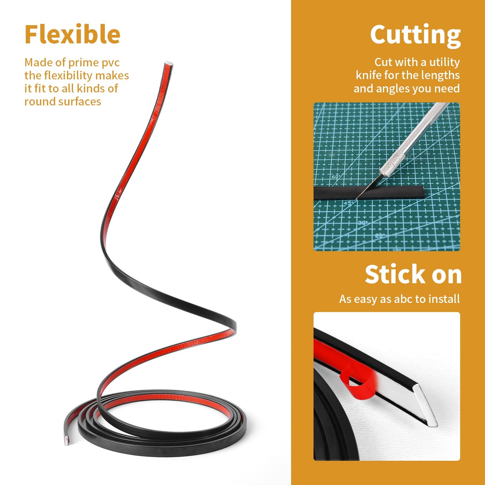 30 Ft Peel & Stick Trim, Flexible & Self-Adhesive Molding for Walls, Edges, B…