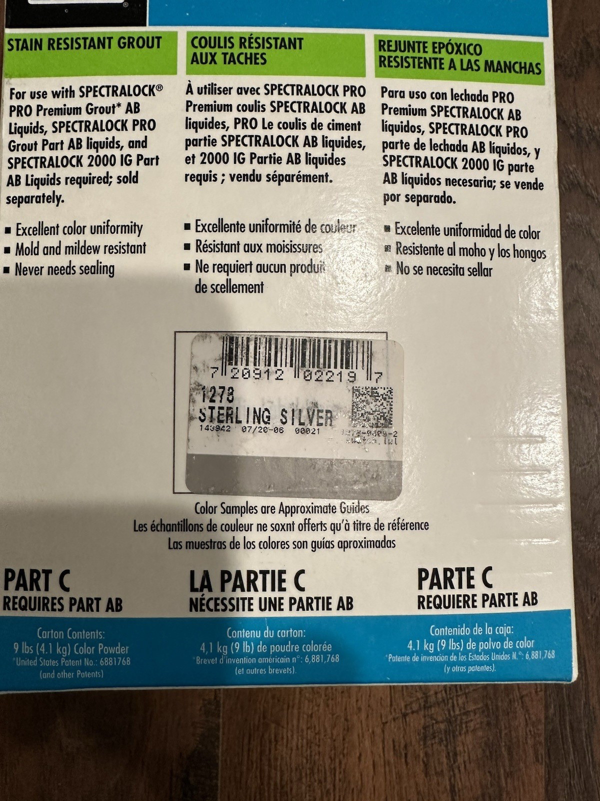 Laticrete Spectralock Grout Part C Powder, Full Unit (9 lb) – Sterling Silver