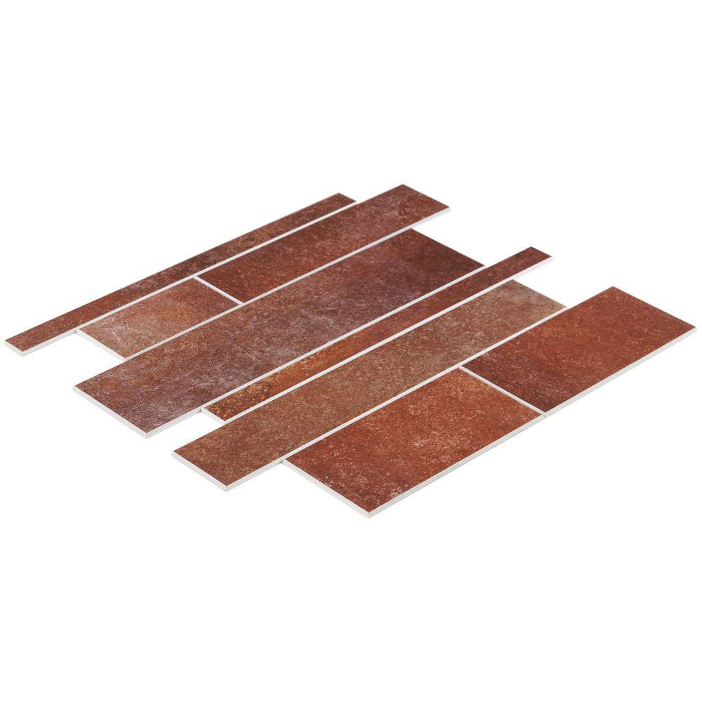 Luxe Core Railroad Terracotta 11.81 In. X 11.81 In. SPC Peel and Stick Tile (0.9
