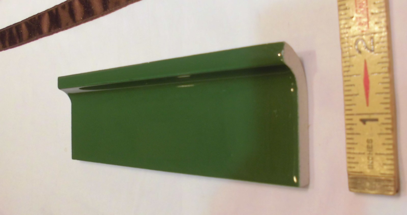 1 pc. *Forest Green* stack-on base/cove Ceramic Tile by Robertson Co. 2″ X 6″