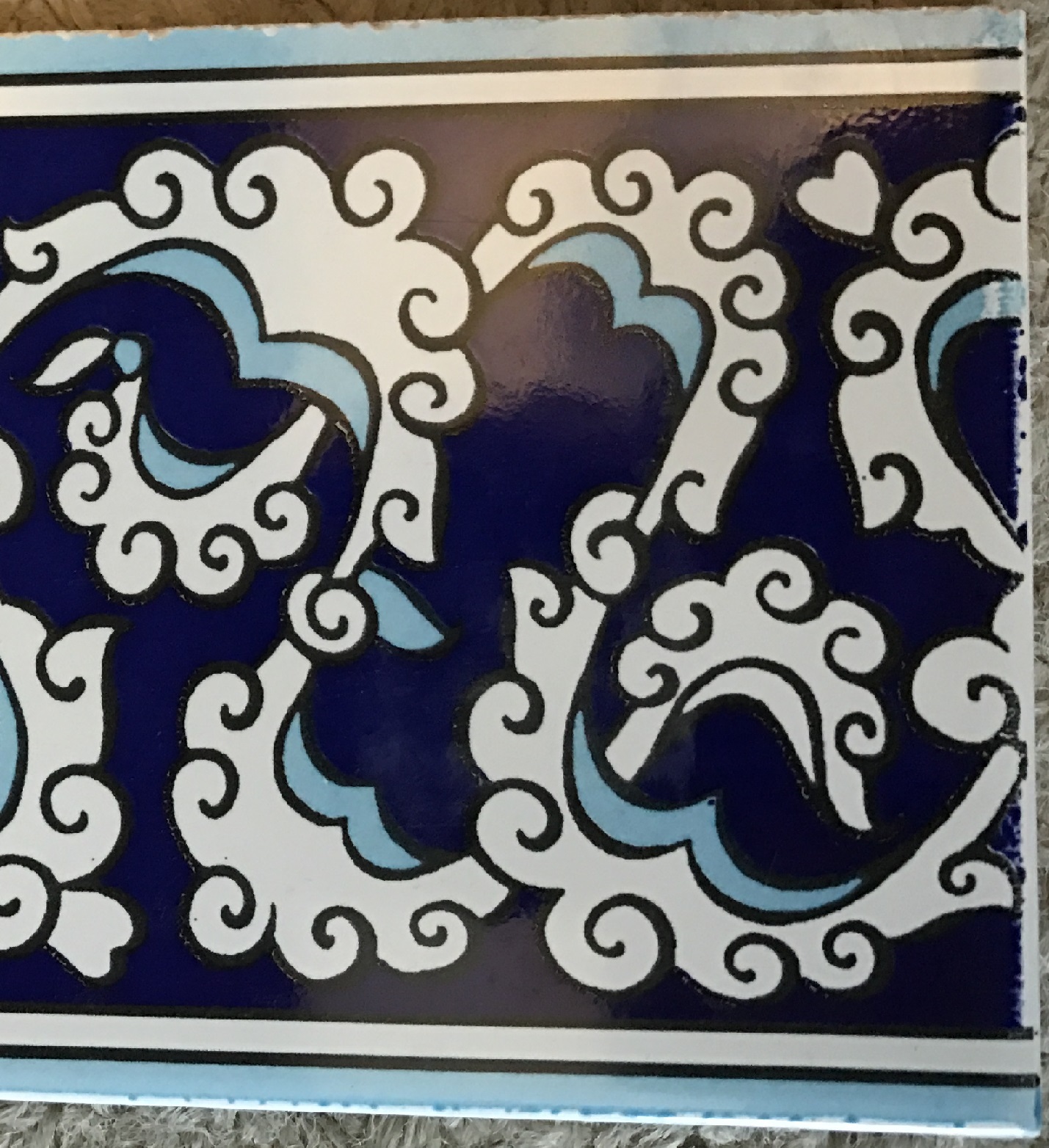 Defective Set of 40 Blue 4″x8″ Turkish Ottoman Iznik Pattern Ceramic Tile BORDER