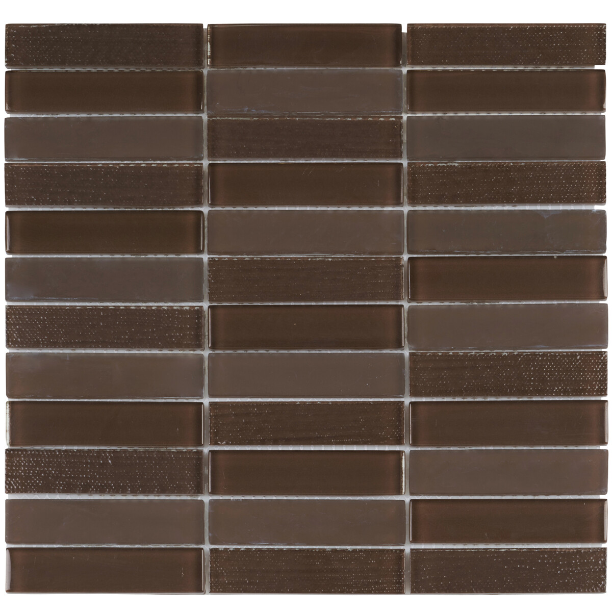 Brown Crystal Glass Mosaic Tile Texture Matte Stacked Pattern Kitchen Backsplash
