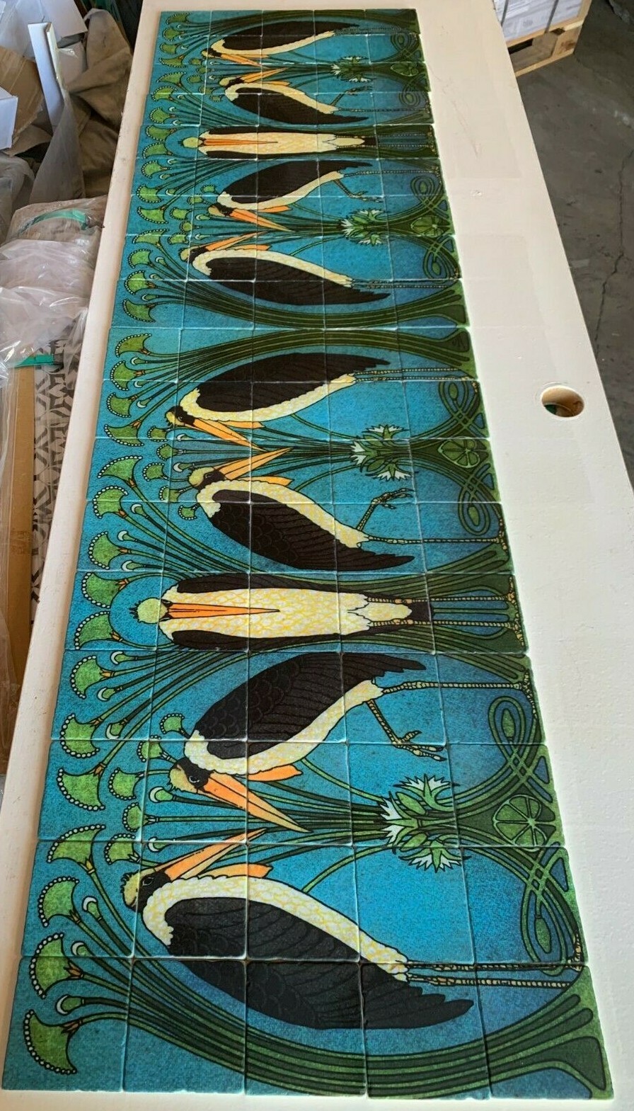 Art Nouveau Marabou Stone Marble Tile Mural Backsplash 44×24 William Morris