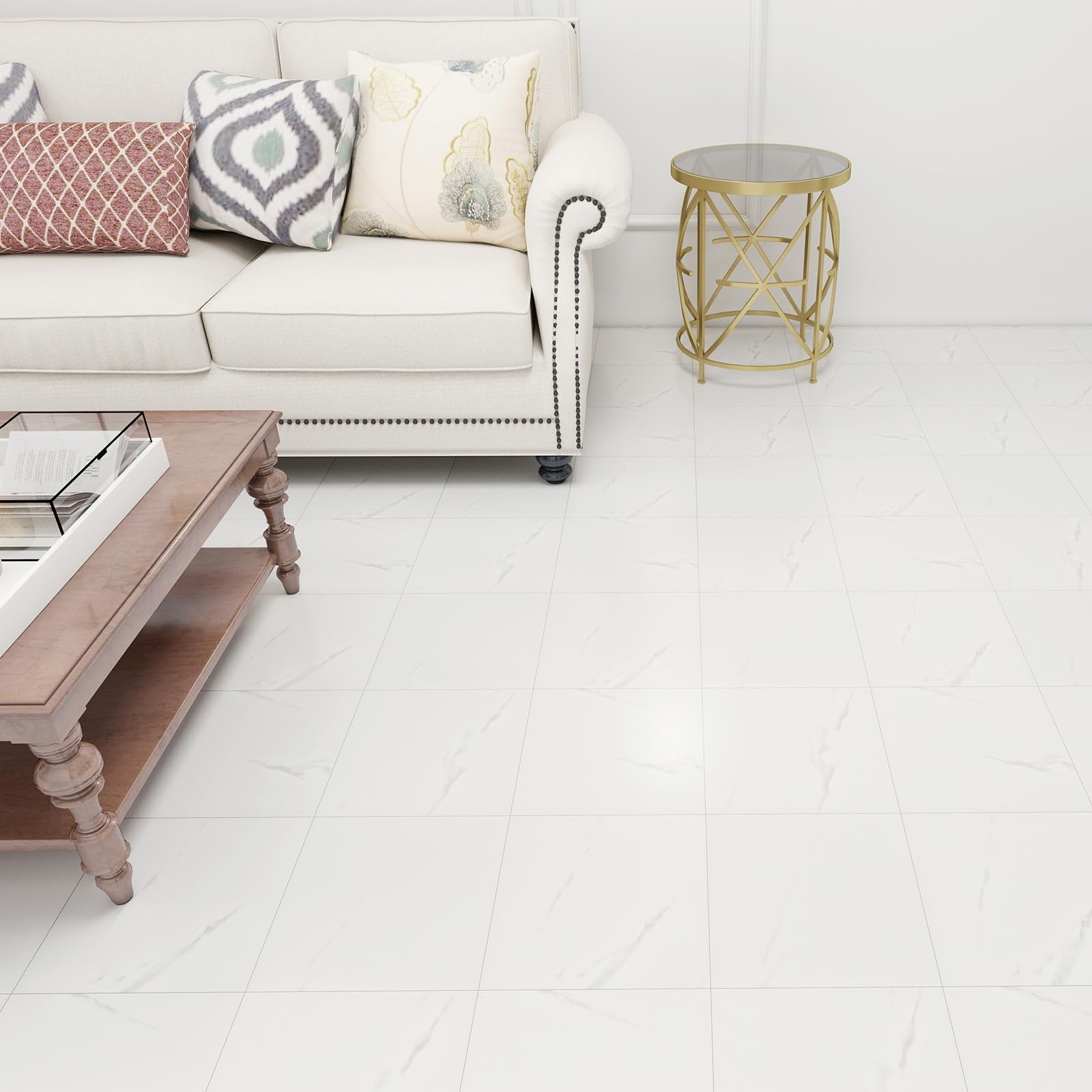 20-Pack 12″x12″ Marble Peel and Stick Floor Tiles Waterproof Self Adhesive Vi…