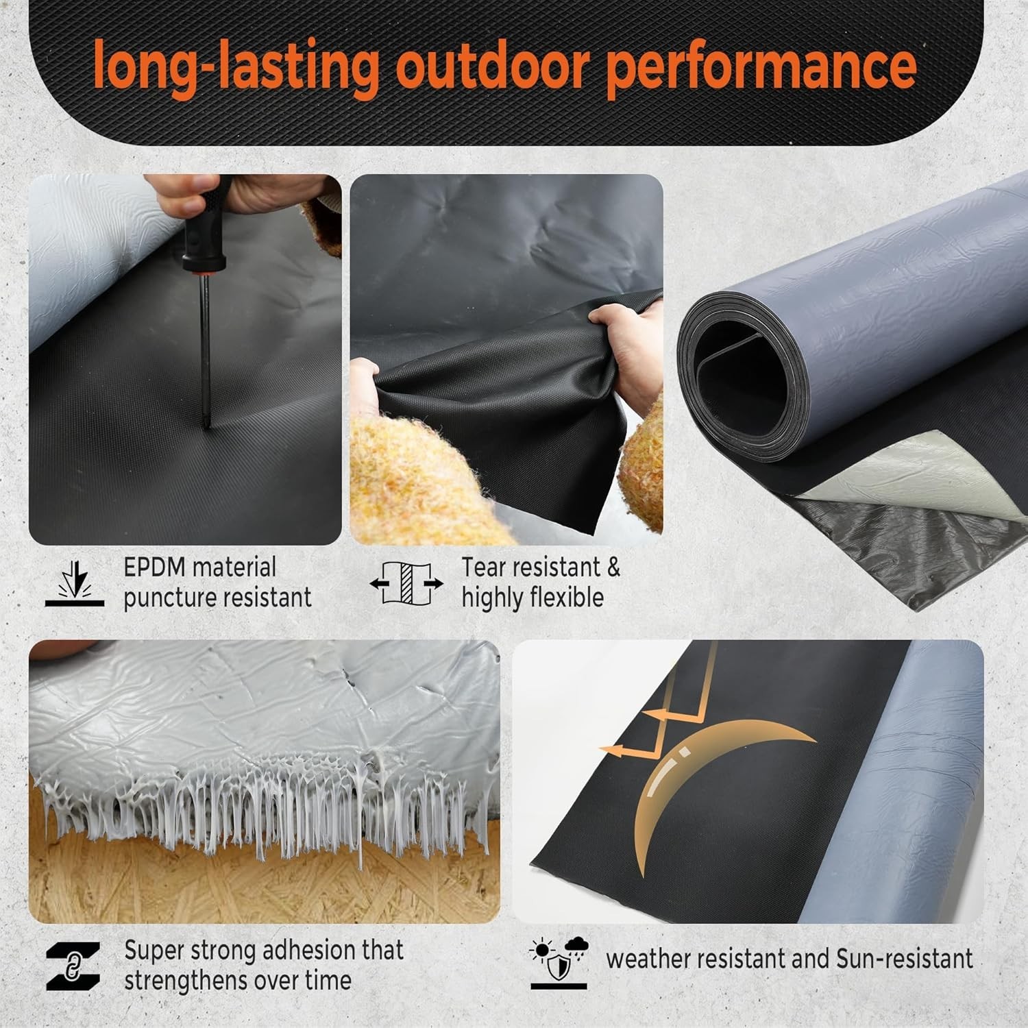 50Mil EPDM Waterproofing Membrane for Roof Underlayment 16.5Ft X 40In – Self-Adh