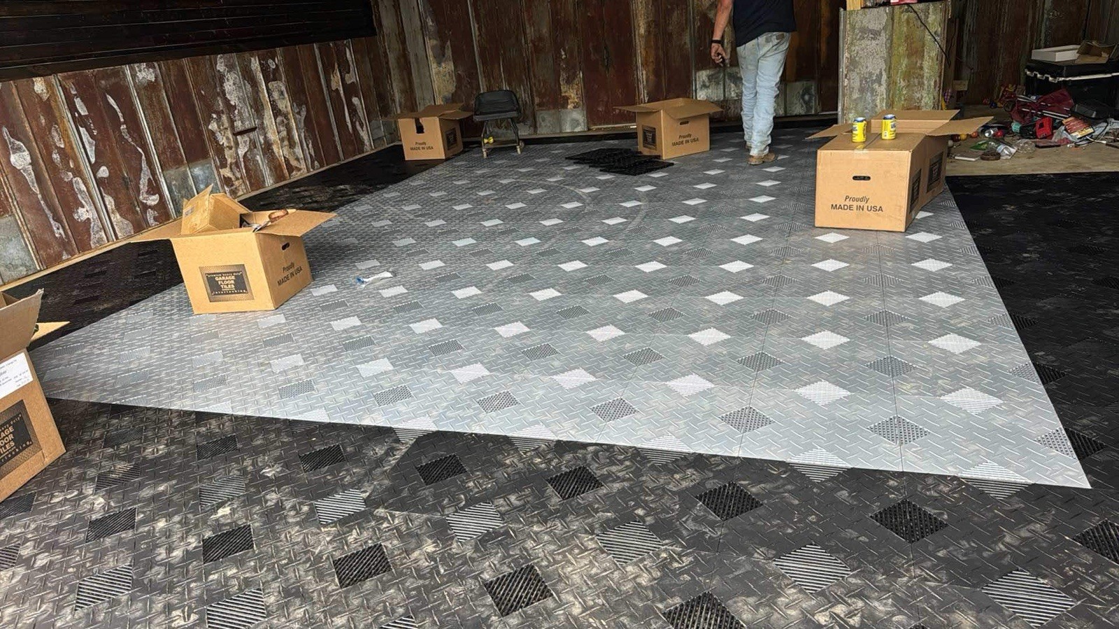 Black … HYBRID-X garage floor tiles. 50 square feet 17” X 17” MADE IN USA