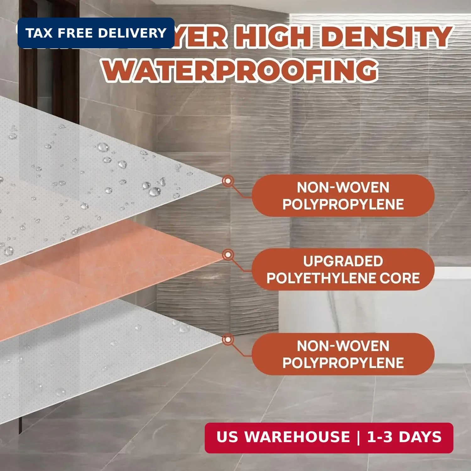Sidasu 100FT Shower Waterproofing Membrane Roll, 5 Inch Wide | 20 Mil Profession