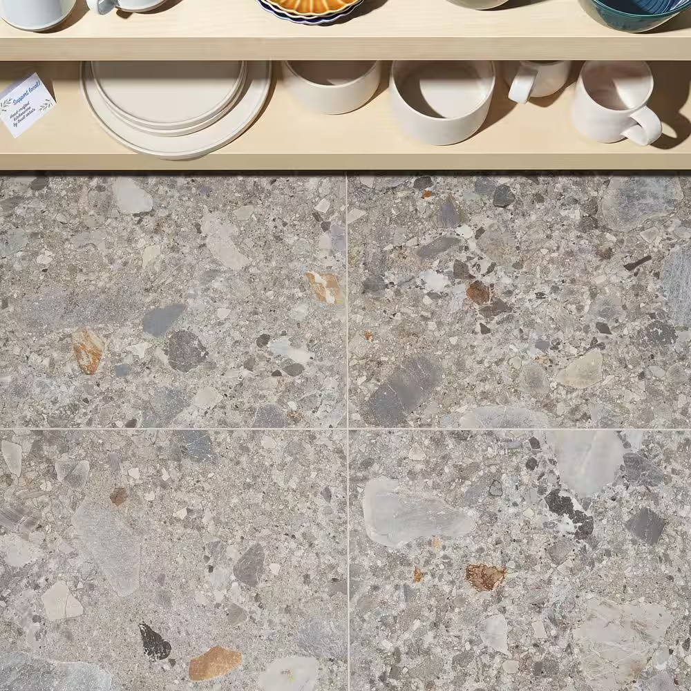 Luxe Terrazzo Earth 23.54 In. X 23.54 In. Matte Terrazzo Look Porcelain Floor an