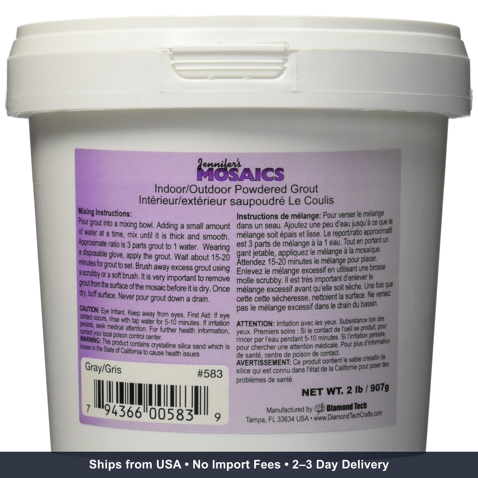 Gray Powdered (Sanded) Grout – 2 lbs