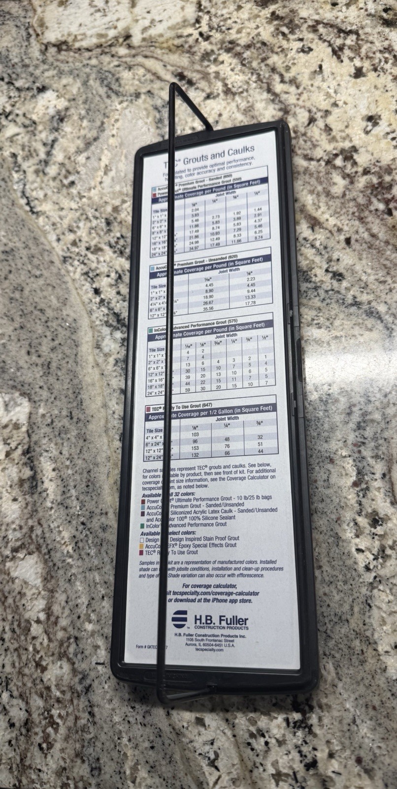 TEC Grout and Caulk 36 COLORS SAMPLE KIT CASE H.B. Fuller w/ Integrated Stand