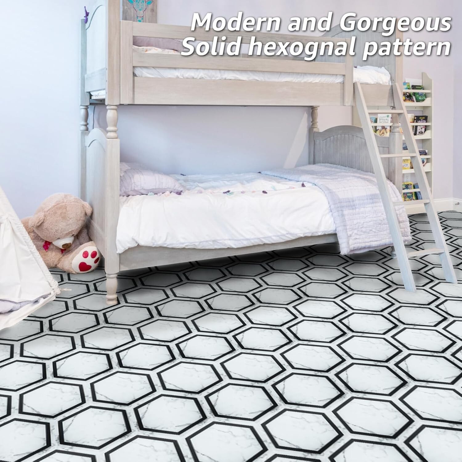Art3d 22 Pack 11.8″ x 10.2″ White Marble Hexagon Peel and Stick Flooring Tile