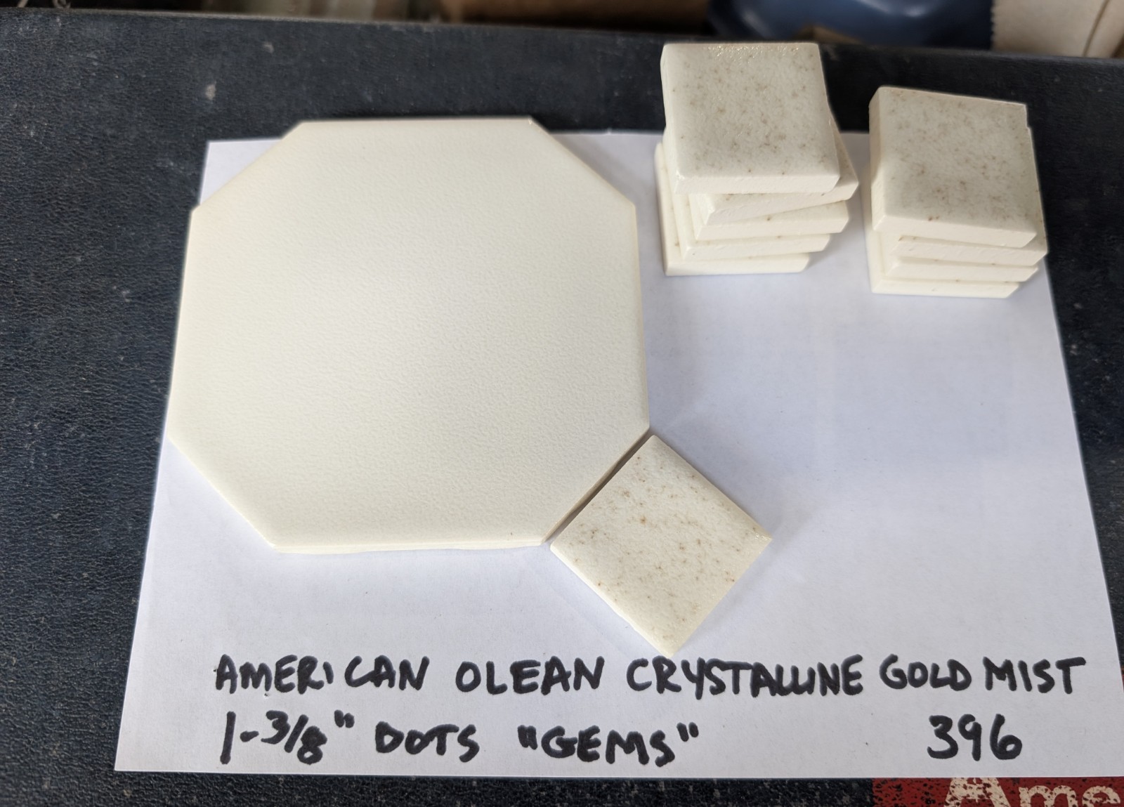 10 pcs American Olean 396 Crystalline Gold Mist 1-3/8″ ceramic tile Dots NOS