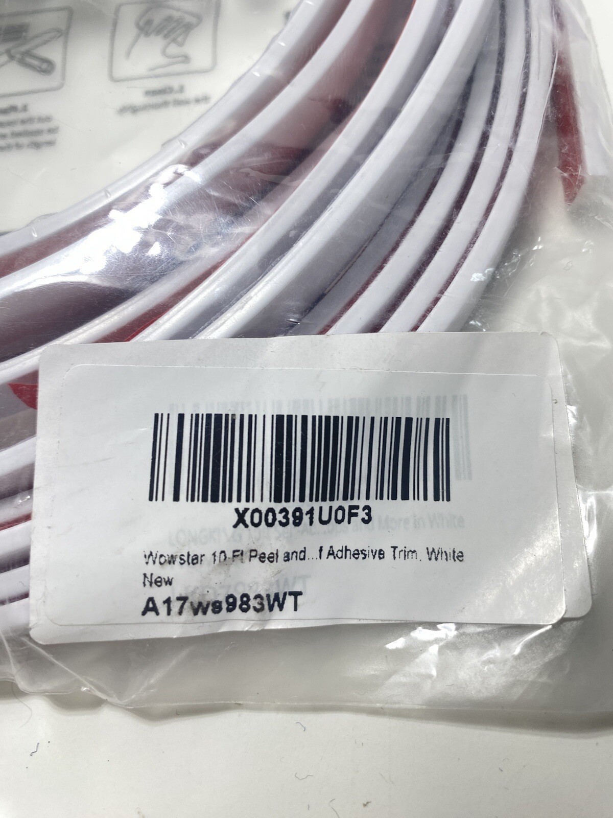 10ft White Peel & Stick PVC Decorative Trim Adhesive Molding Brand New, Home
