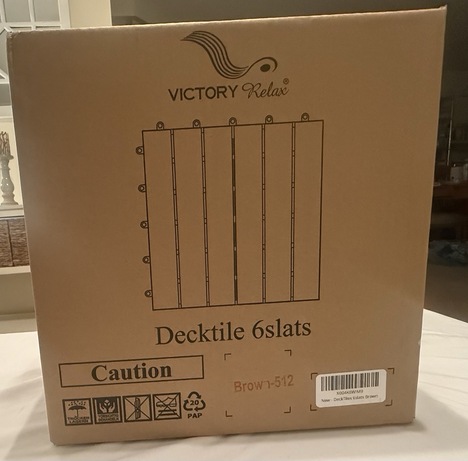 Victory Relax Deck Tile Acacia Wood Brown 6 Slats 11.8 x 11.8 in Outdoor
