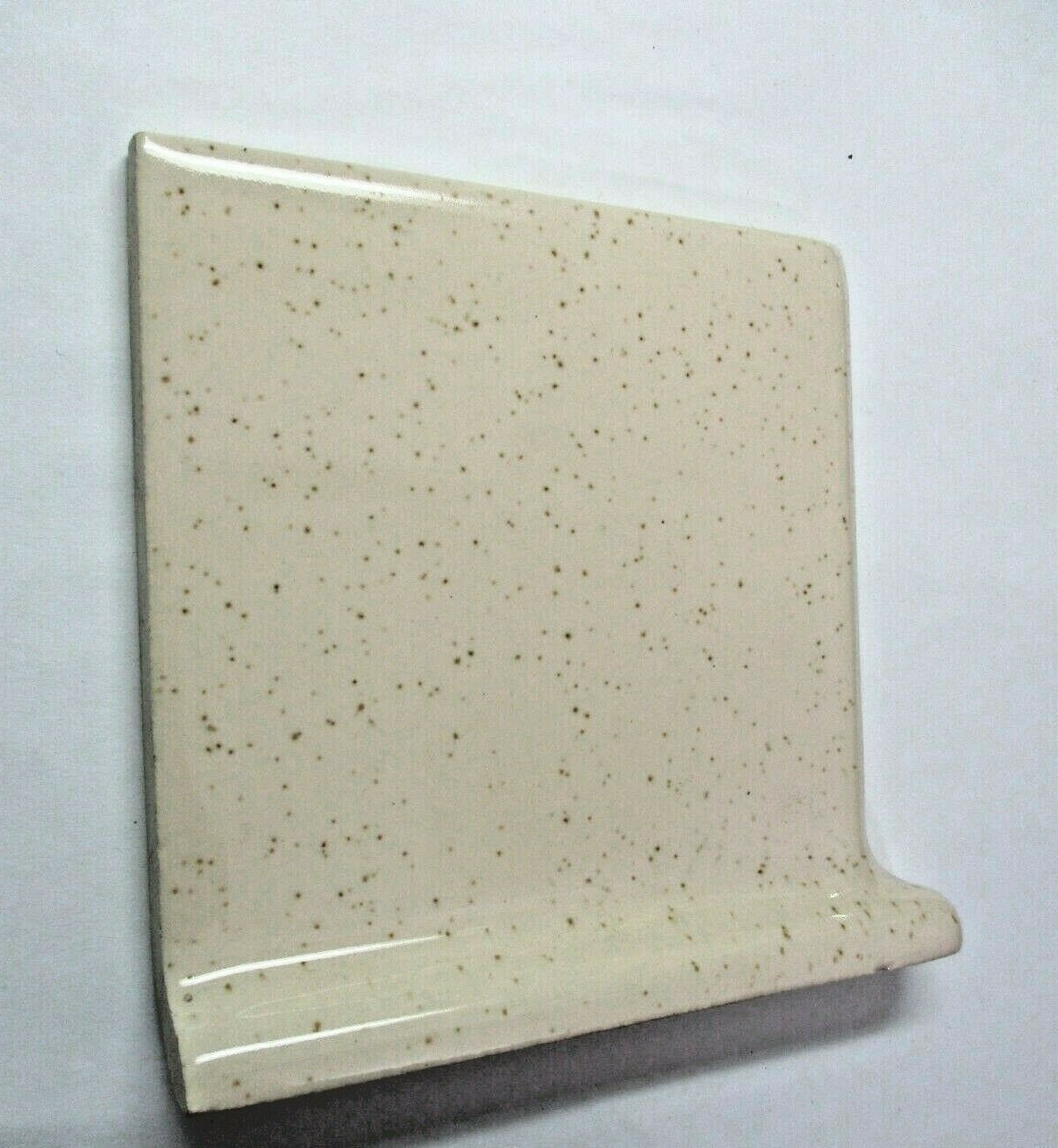 1 Cove Base Left Side Outside Corner Wall Tile Wheeling 4-3/8 Brown Specks Beige