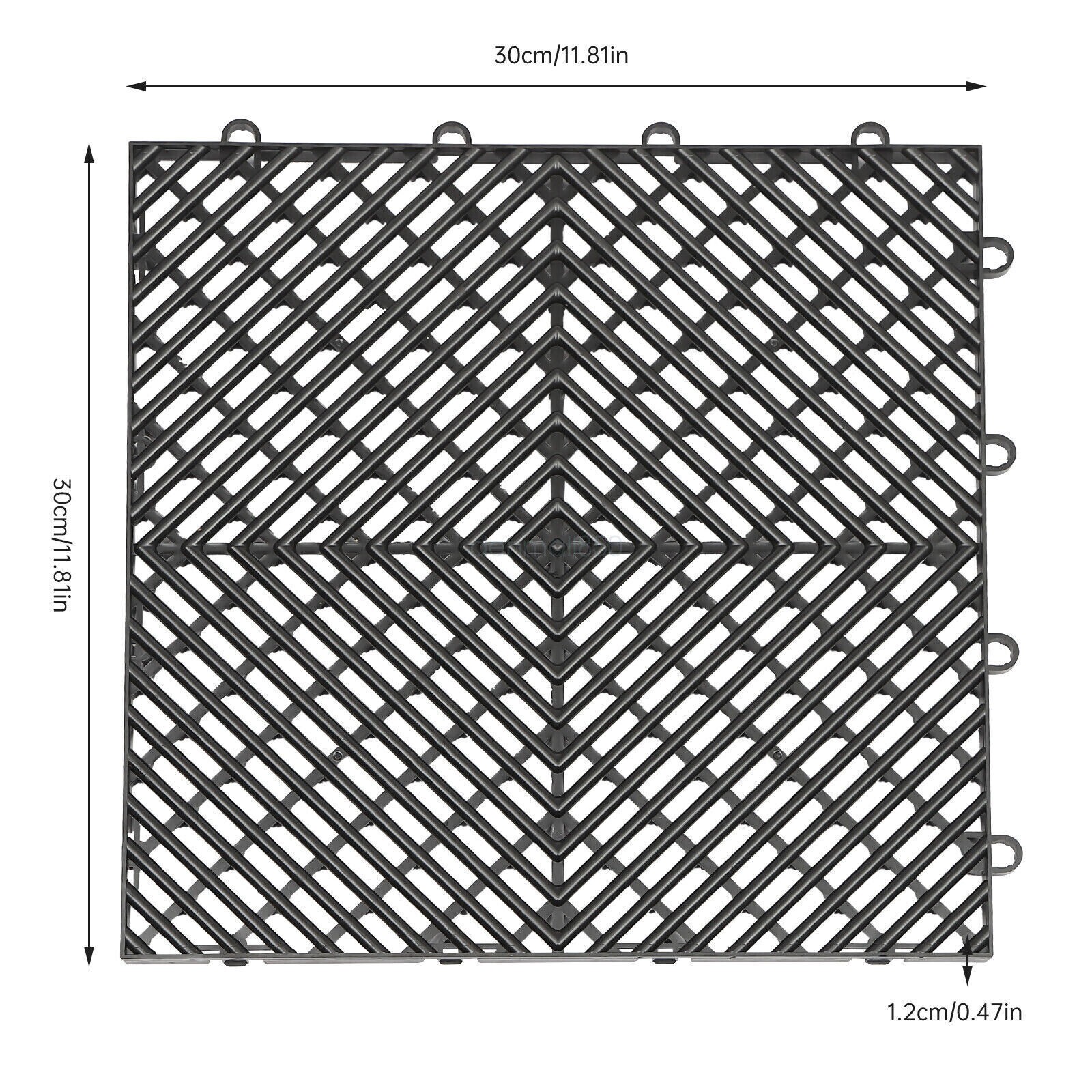 12×12″ Interlocking Garage Floor Tiles 25/55 PCS Deck Tile Snow Water Drainage