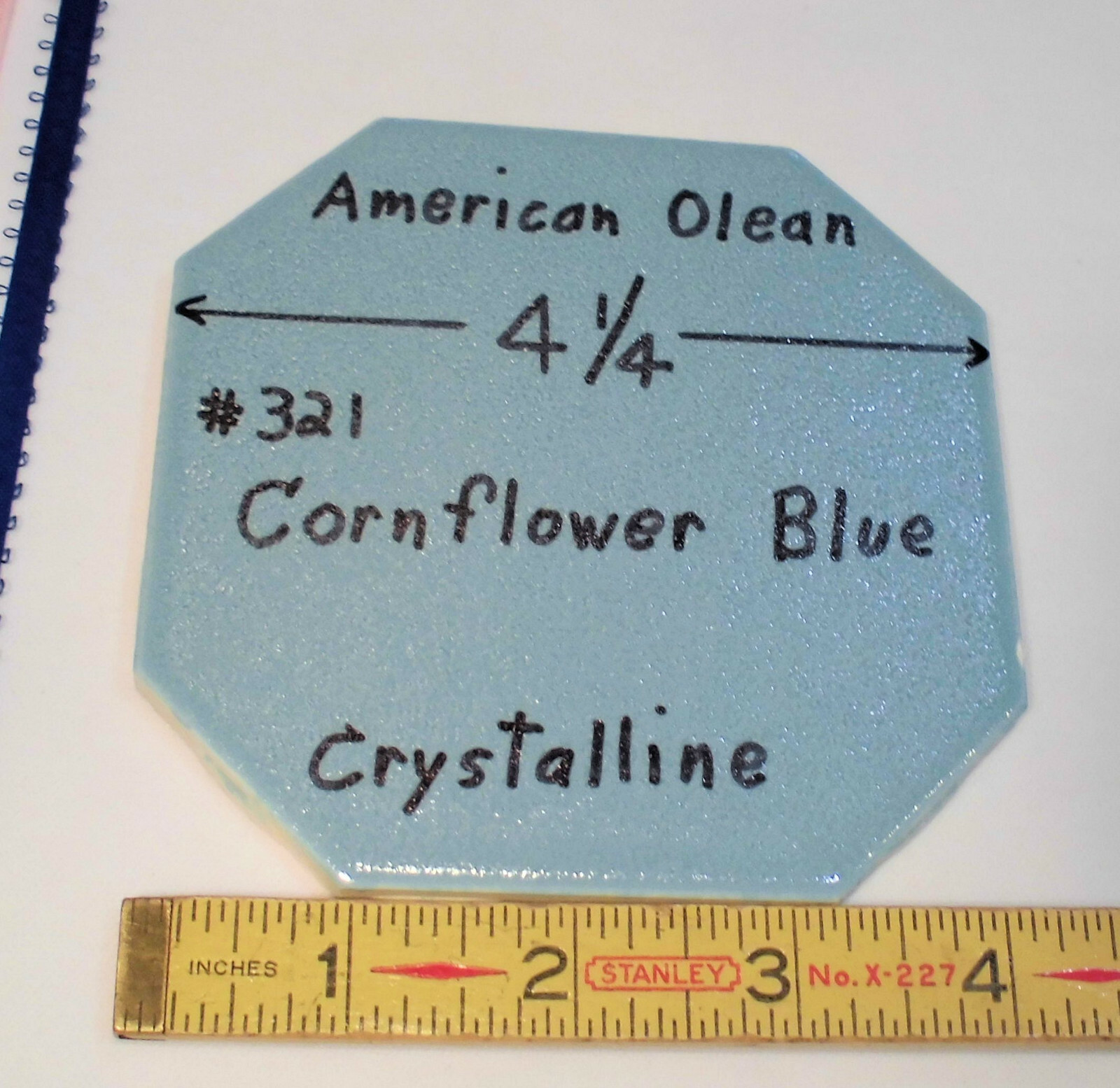 1 pc. Octagon Ceramic Tile 4-1/4″ *Cornflower Blue* Crystalline American Olean