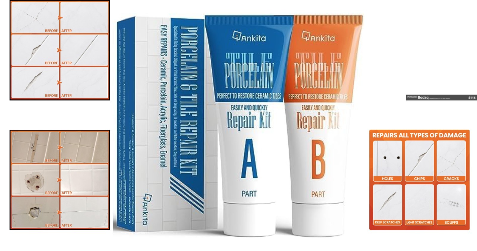 Durable Waterproof Tile Repair Kit – Restore Ceramic & Porcelain Surfaces Easily