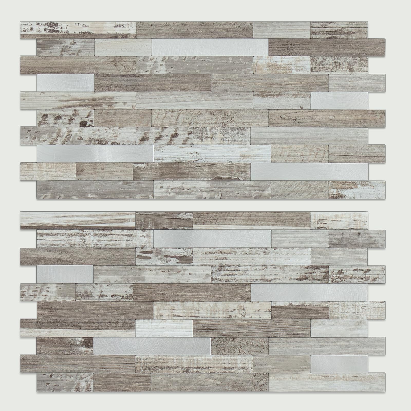 AULIGET 20 Sheets Peel and Stick Backsplash, Coffee & Brown Wood Look PVC Mix…
