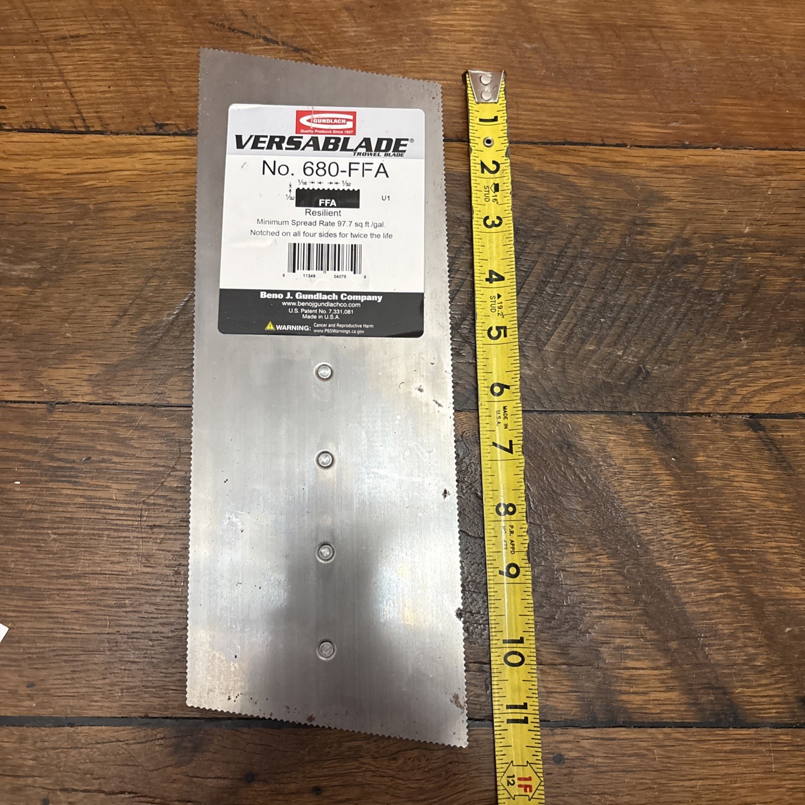 Gundlach 680-FFA Versablade Flooring Trowel Blade 1/16” 1/32” Made In USA