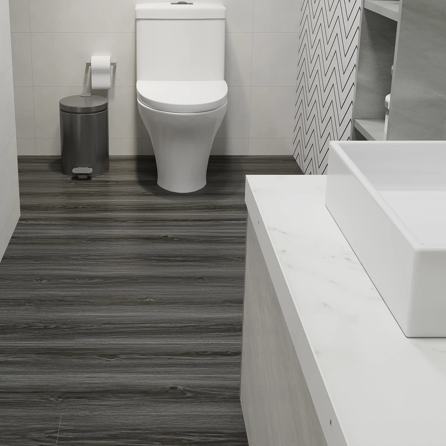 Wood Grain Peel Stick Floor Tile – 11.8″ Wide Roll, Waterproof, Non-Slip, Vinyl