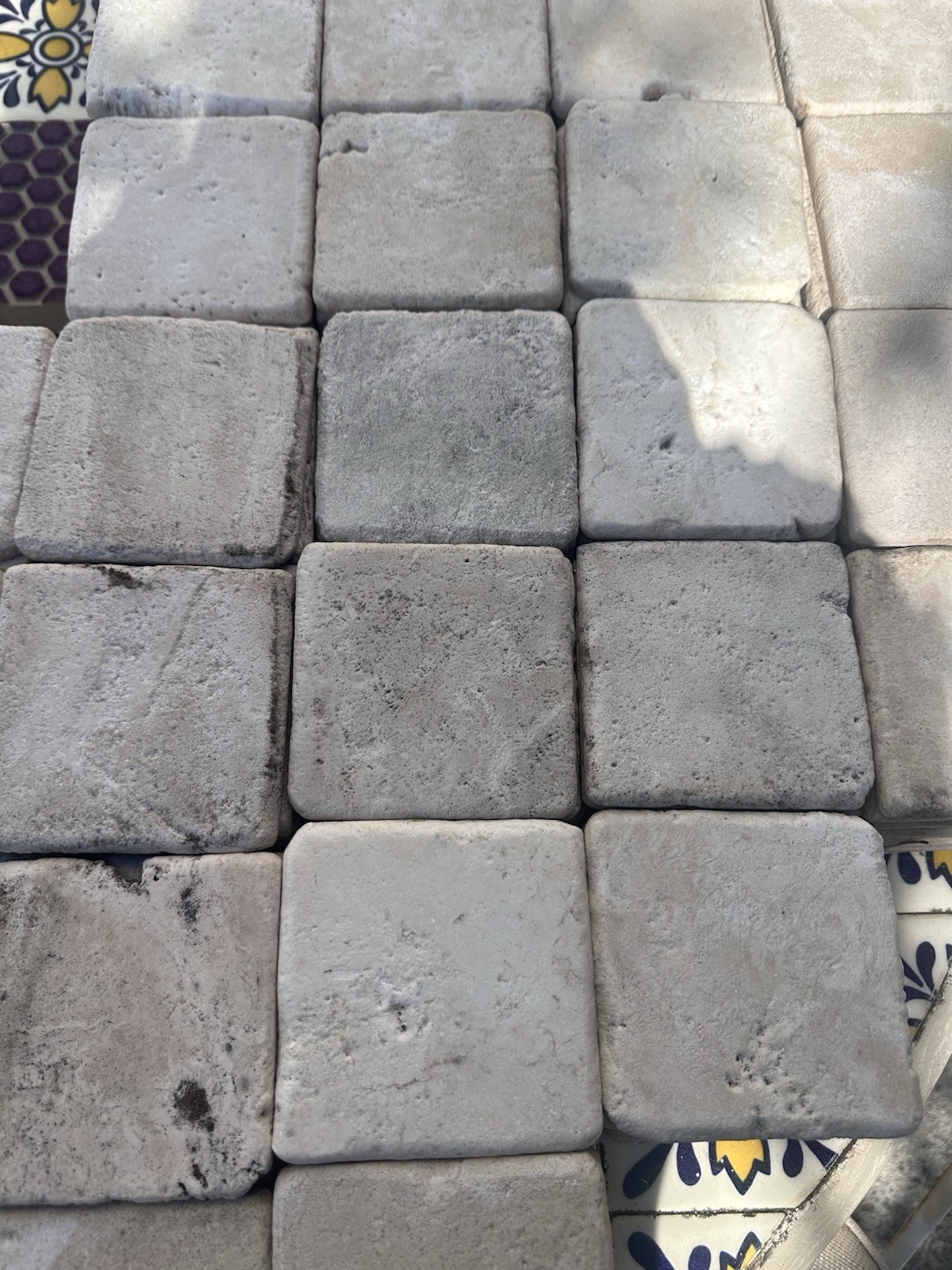4×4 Tumbled Aged Travertine Tile Wall (Sold per SqFt/ 9 Tiles) Bath, Kit