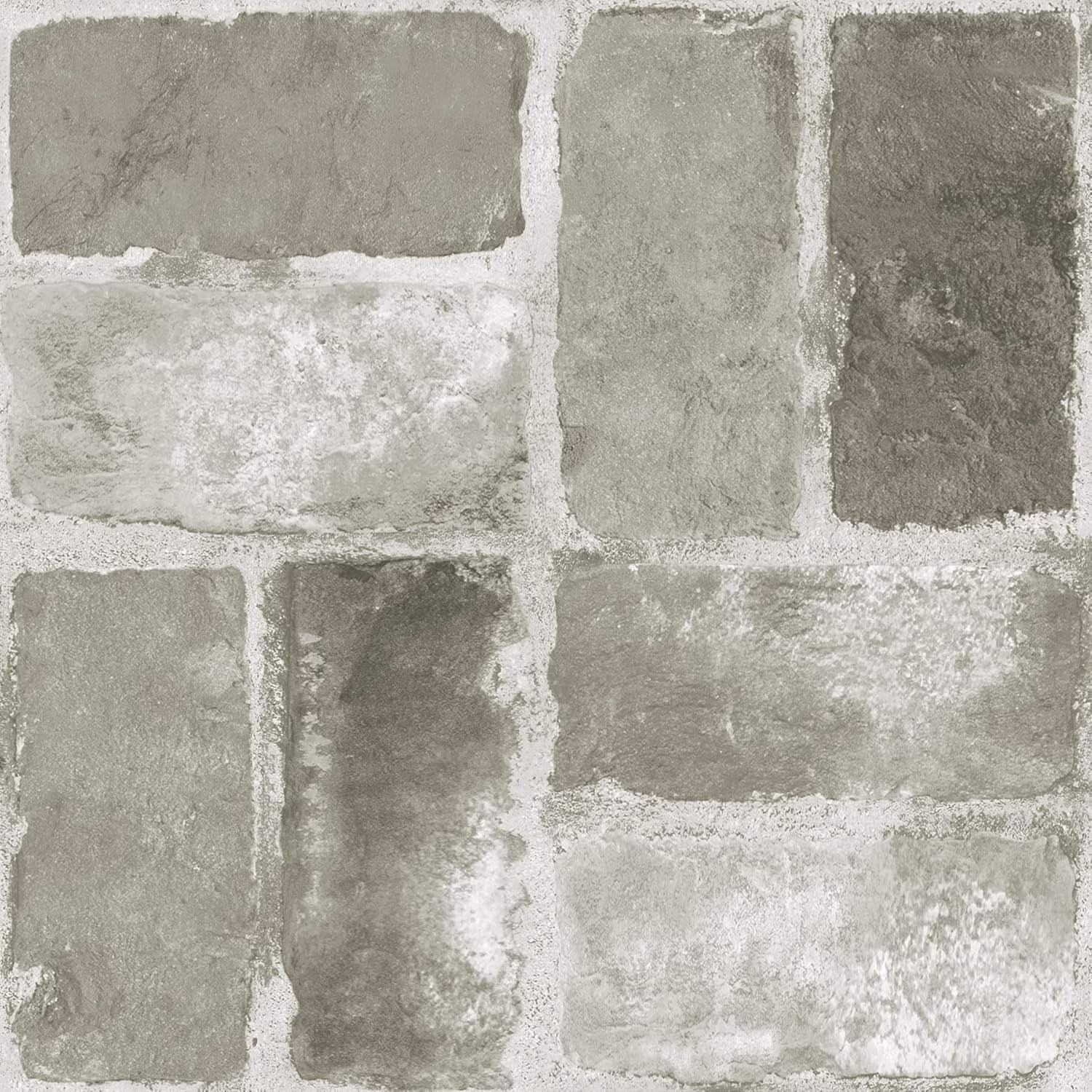 Pack of 10 FloorPops 12″x12″ Harvard Brick Grey Peel & Stick Floor Tiles